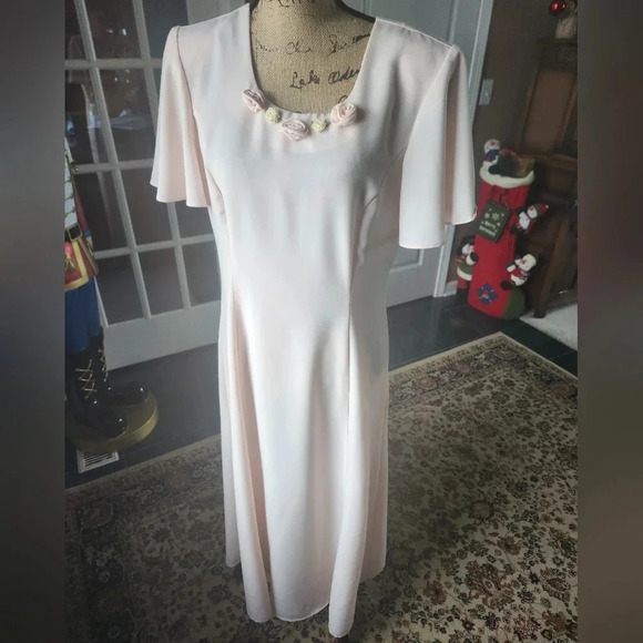 Gorgeous 1980's Blush Flow Maxi Dress Sz 12 - Picture 1 of 11
